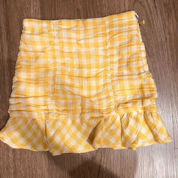 ZARA Yellow Ruched High Waist Mini Skirt size XS NWT - Picture 4 of 7